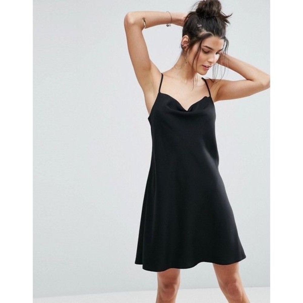 ASOS cowl neck black mini dress